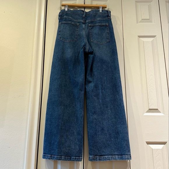 GAP High Rise Stride Jeans Dark Wash Stretch High Waisted Wide Leg 32 14 - Picture 8 of 12
